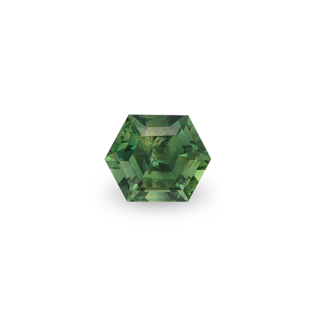 BESPOKE 0.94CT HEXAGON GREEN SAPPHIRE