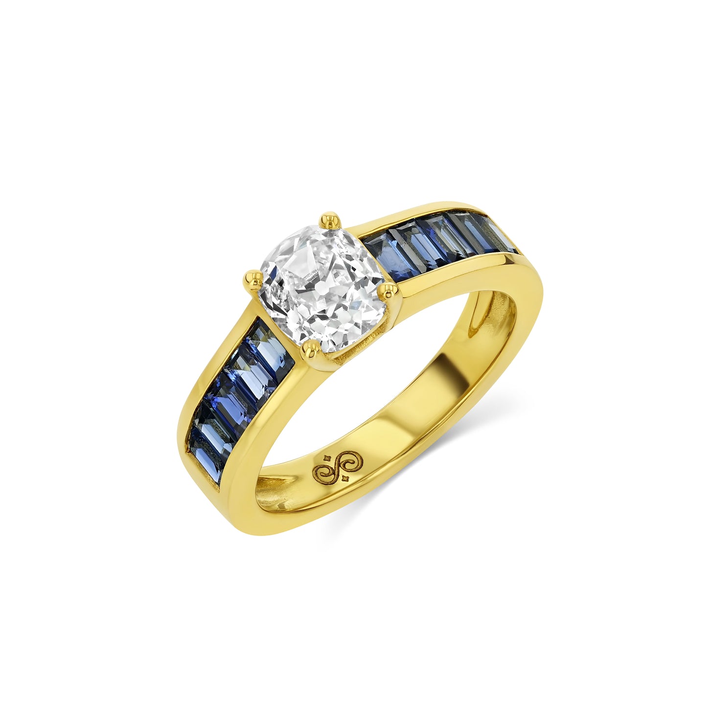 1.16ct Old Mine Lab Diamond and Sapphire Millay Ring