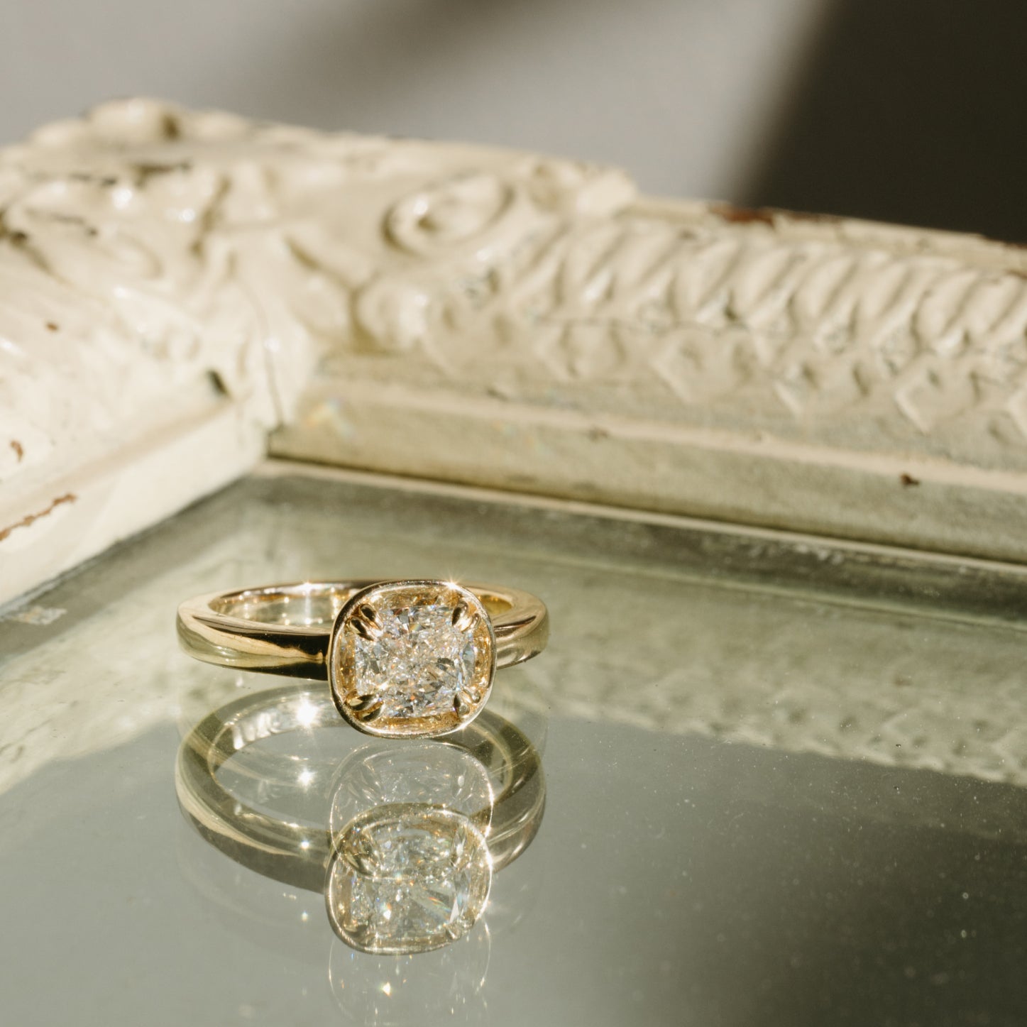 1.51ct Cushion Diamond Basket Ring