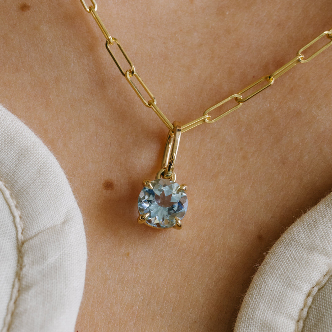 1.65 Aquamarine Round Prong Set Charm