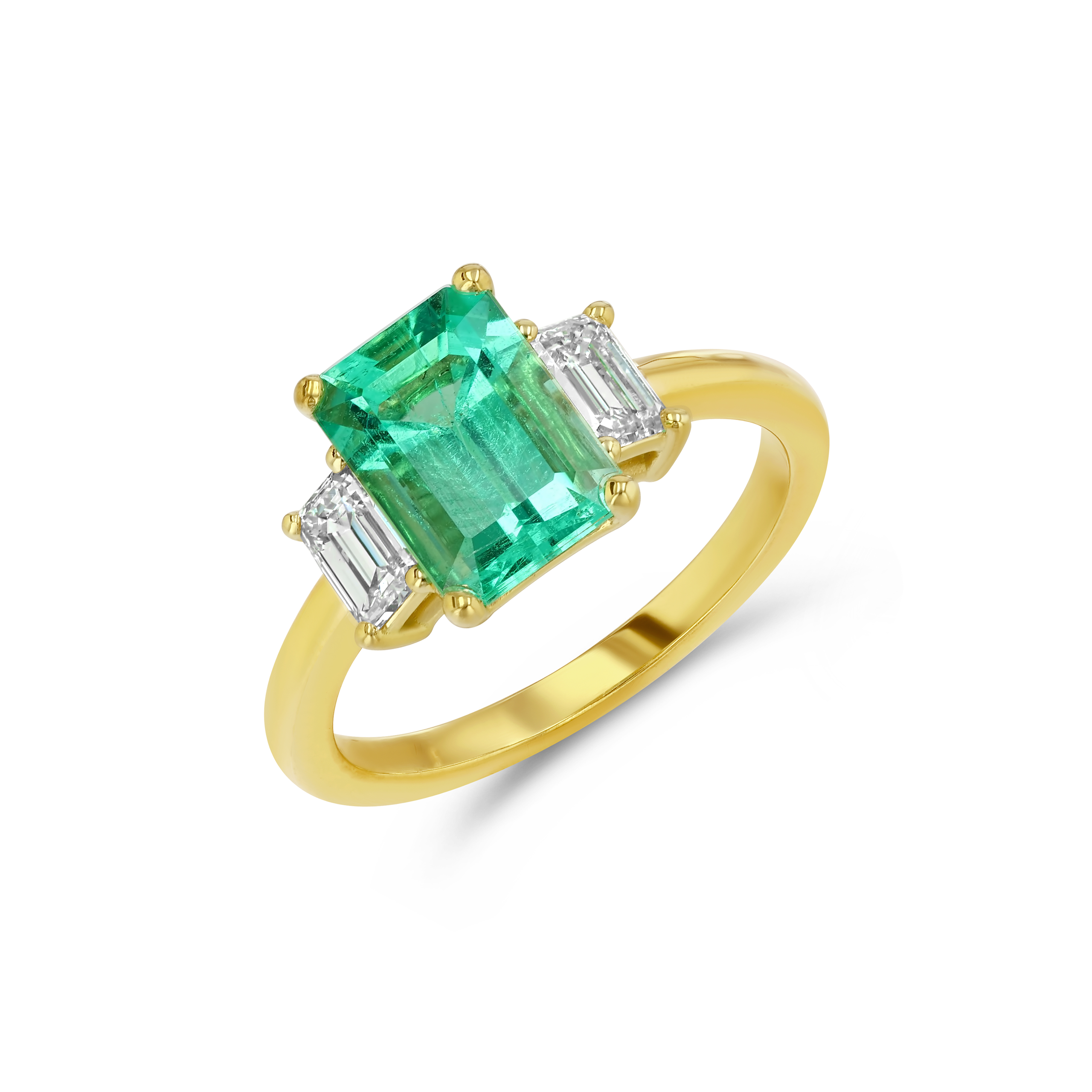 1.95ct Muzo Emerald and Diamond Three-Stone Ring