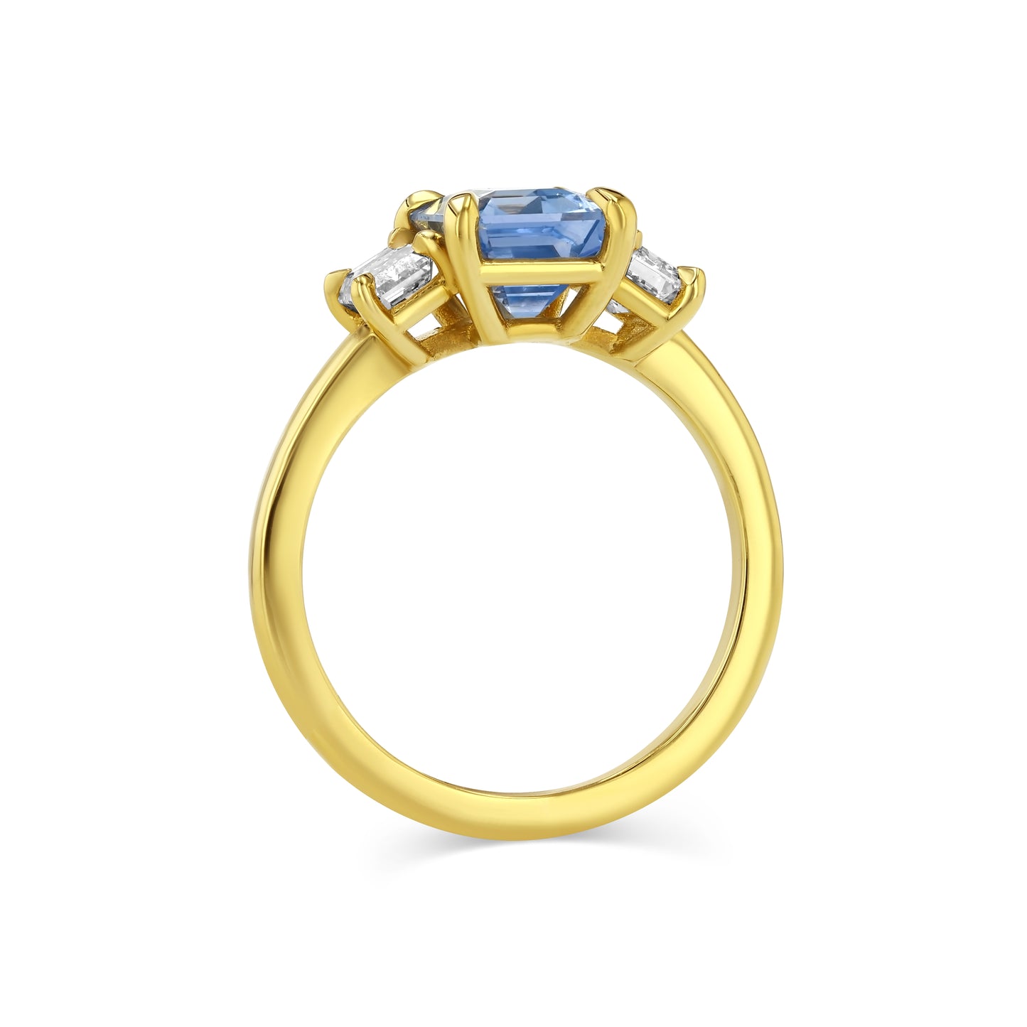 2.67ct Sapphire and Lab Diamond Three Stone Ring