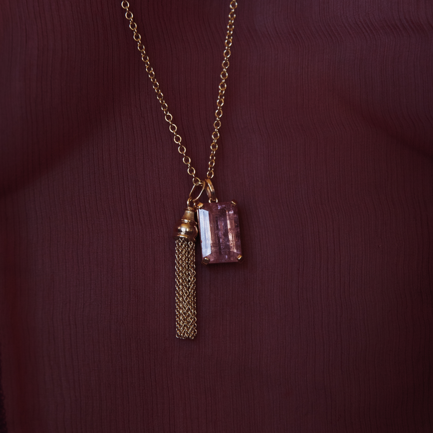 12.42ct Pink Tourmaline Emerald Cut Charm