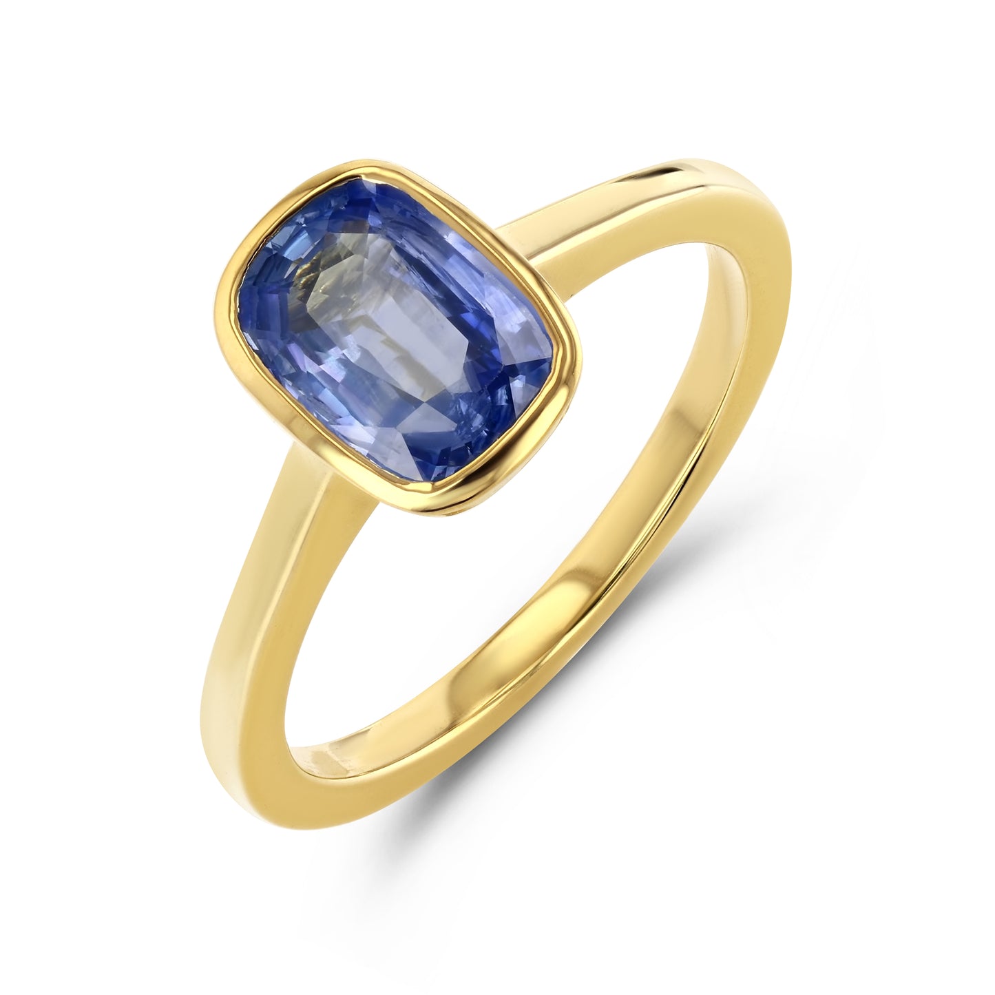 SAPPHIRE BEZEL SET SOLITAIRE RING