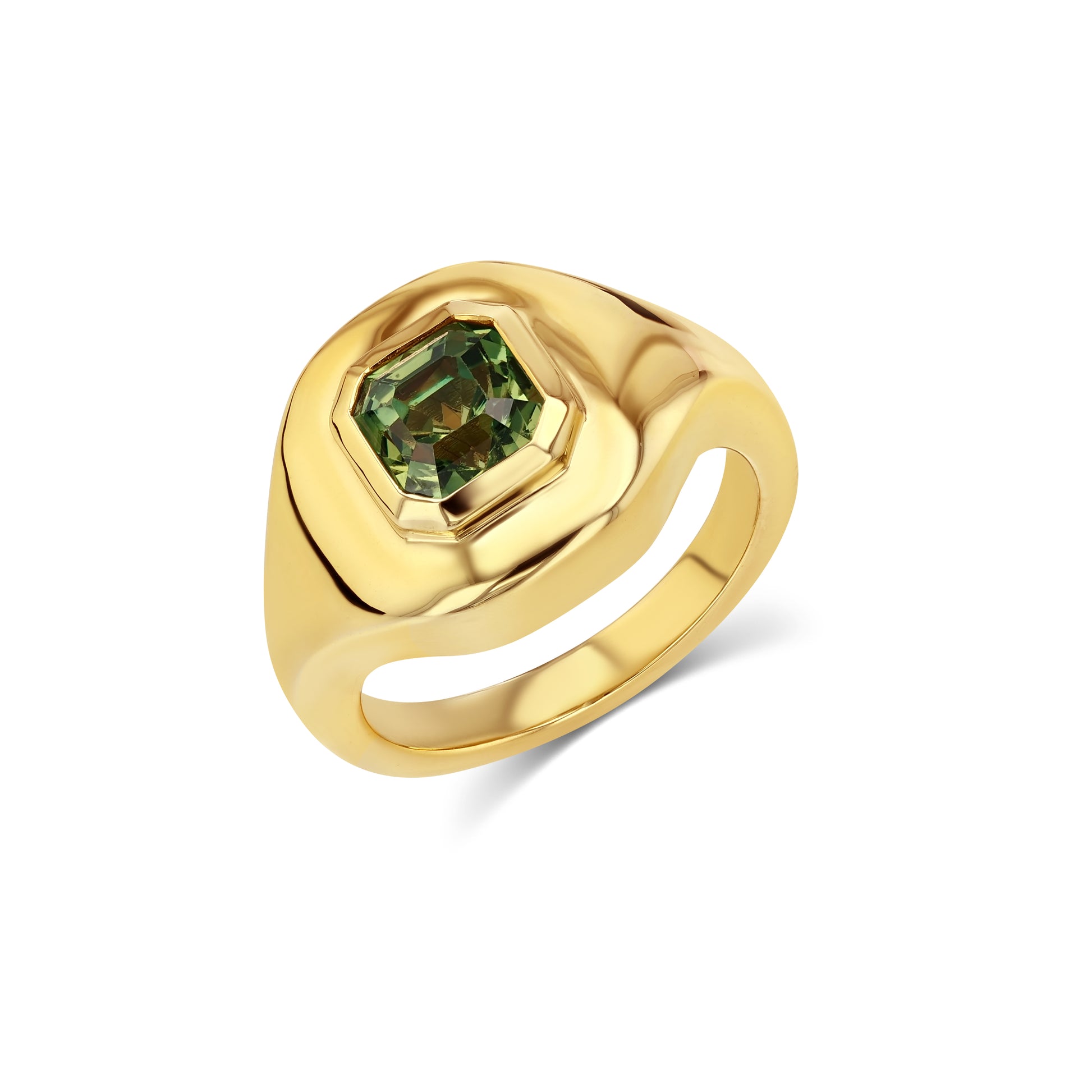 1.34CT GREEN SAPPHIRE RIPPLE RING
