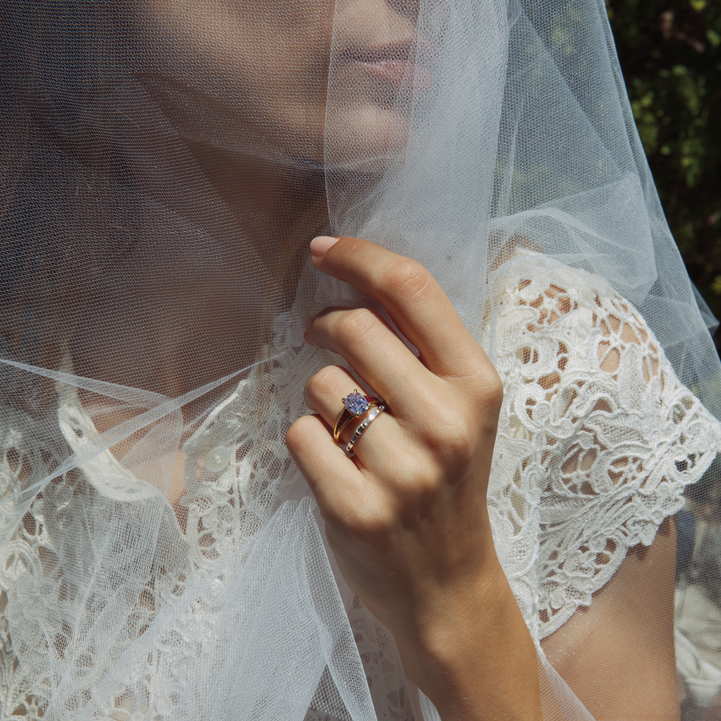 2.21ct Old Mine Cut Diamond & Ruby Millay Ring