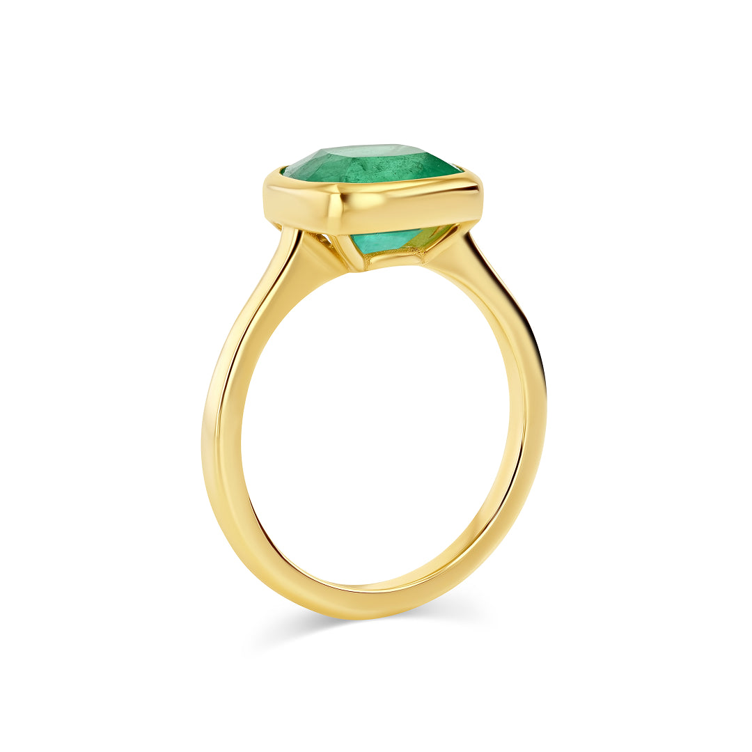 2.87ct Emerald Bezel Ring