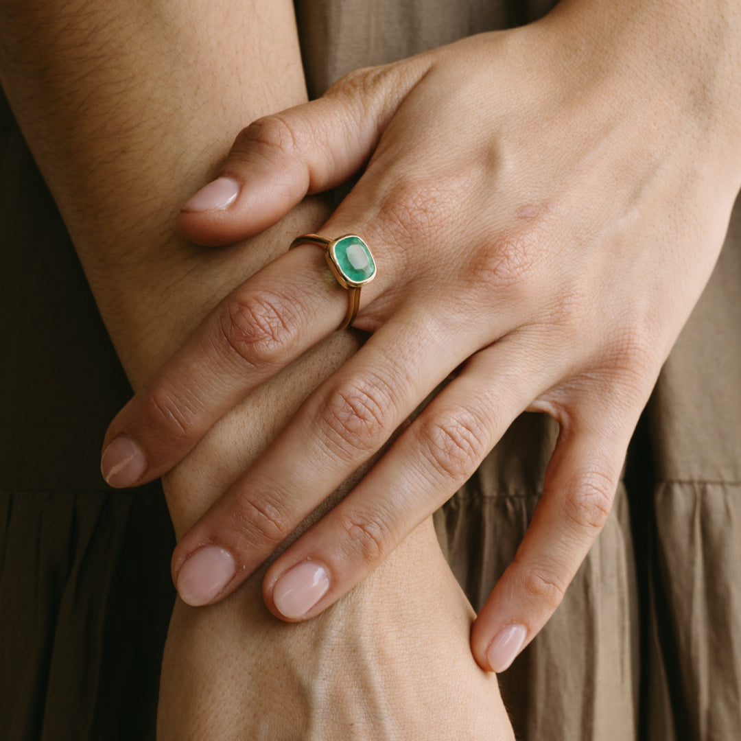 2.87ct Emerald Bezel Ring
