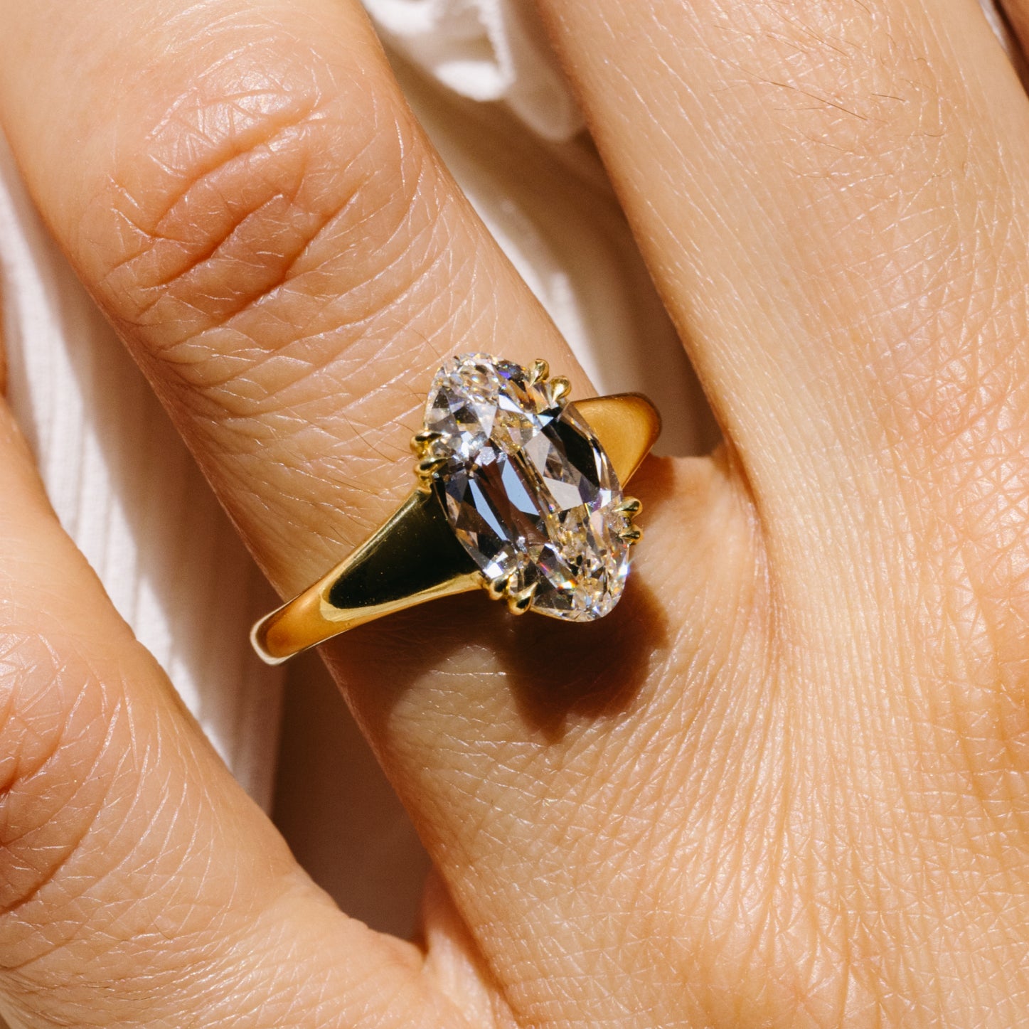 3.03ct Moval Lab Diamond Dove Ring