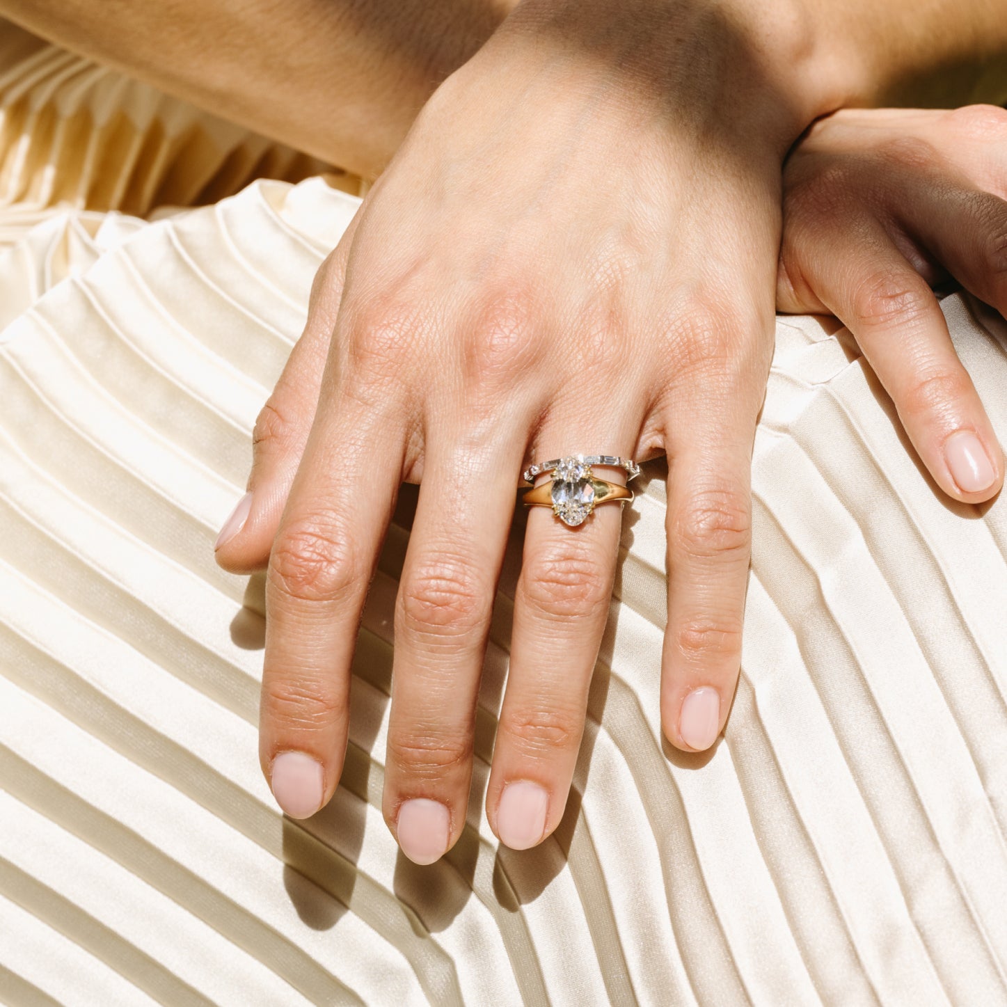 3.03ct Moval Lab Diamond Dove Ring