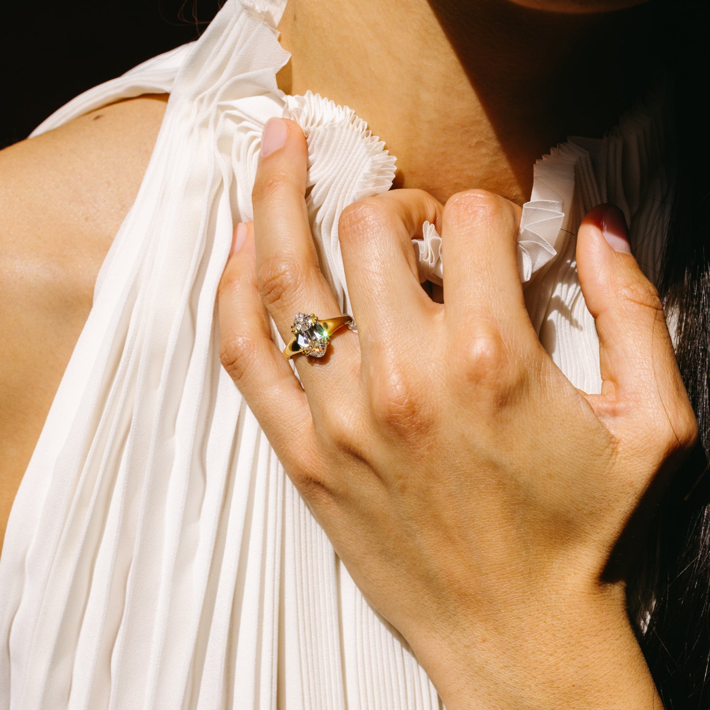 3.03ct Moval Lab Diamond Dove Ring