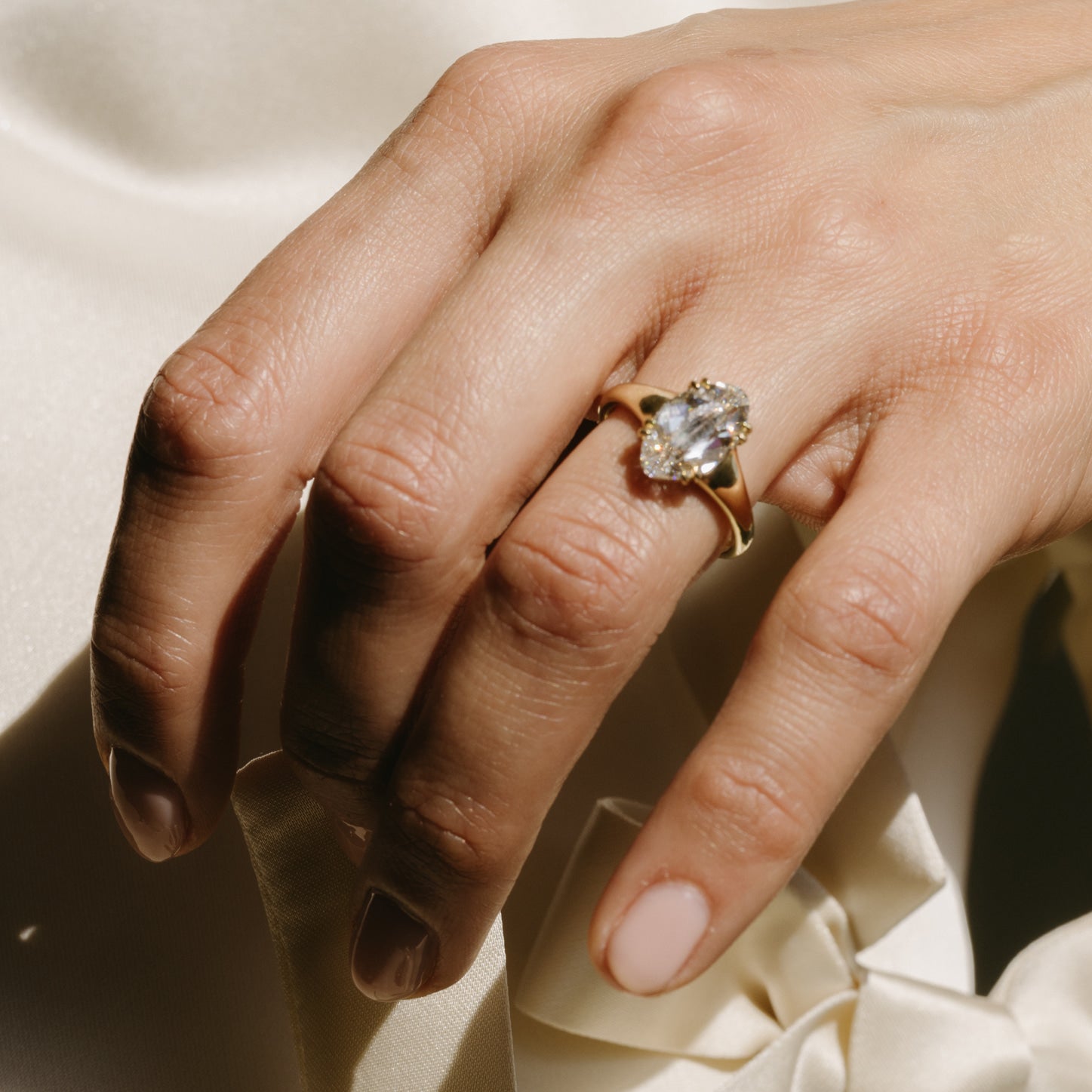 3.03ct Moval Lab Diamond Dove Ring