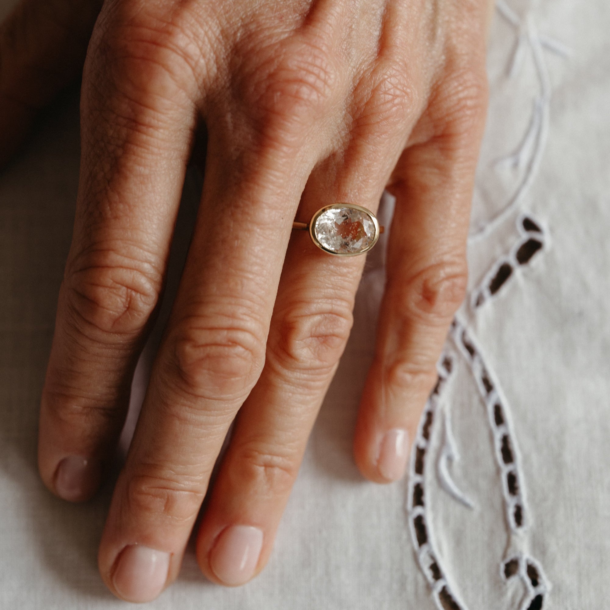 3.77CT PINK BERYL BEZEL RING