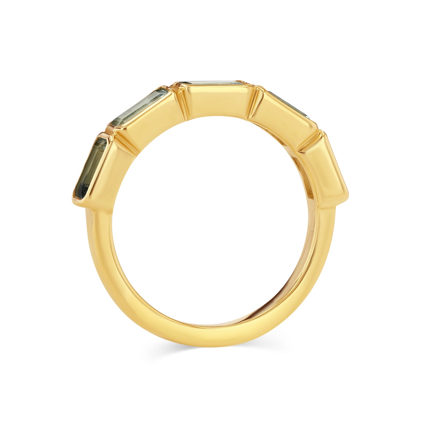 Aquamarine Emerald Cut Bezel Set Band