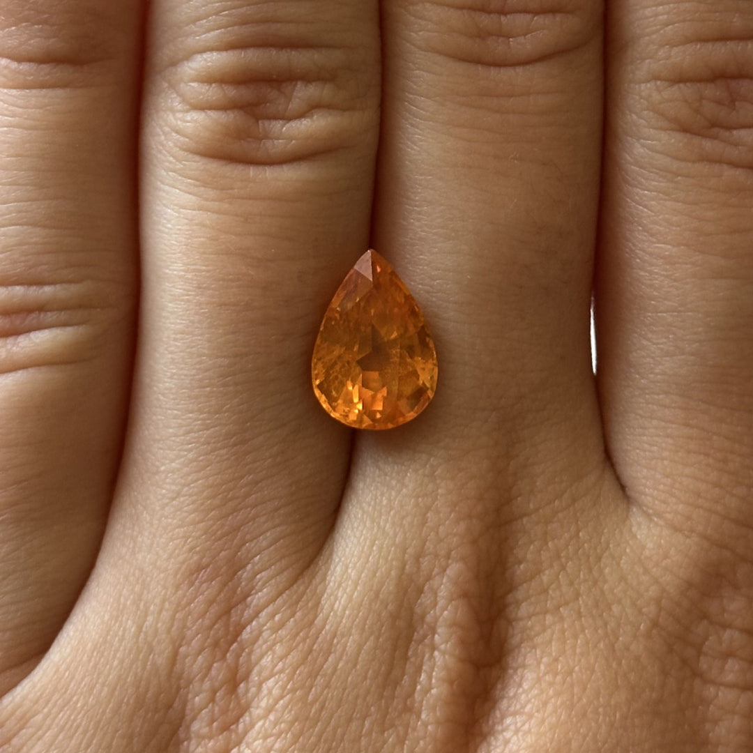 BESPOKE 5.21CT YELLOWISH-ORANGE PEAR SAPPHIRE