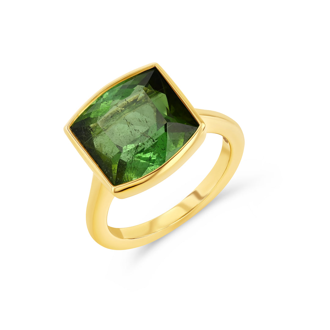 6.58ct Green Tourmaline Bezel Ring
