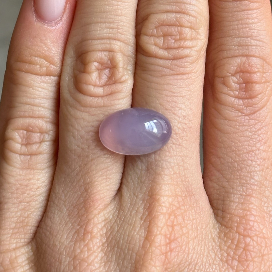 BESPOKE 7.01CT HOLLY BLUE CHALCEDONY CABOCHON