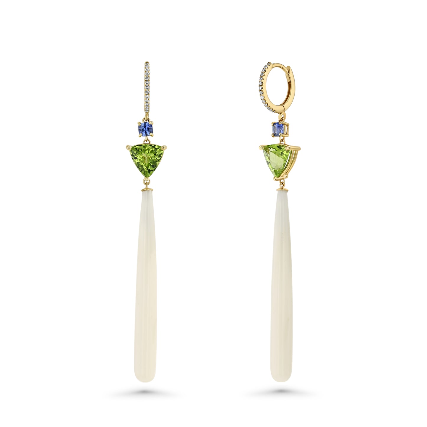 Blue Sapphire, Peridot, White Coral Drops