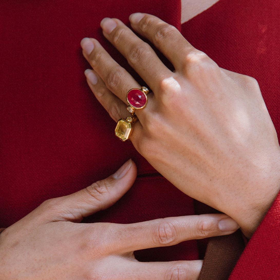 9.10ct Vibrant Pink Mahenge Spinel and Diamond Ring