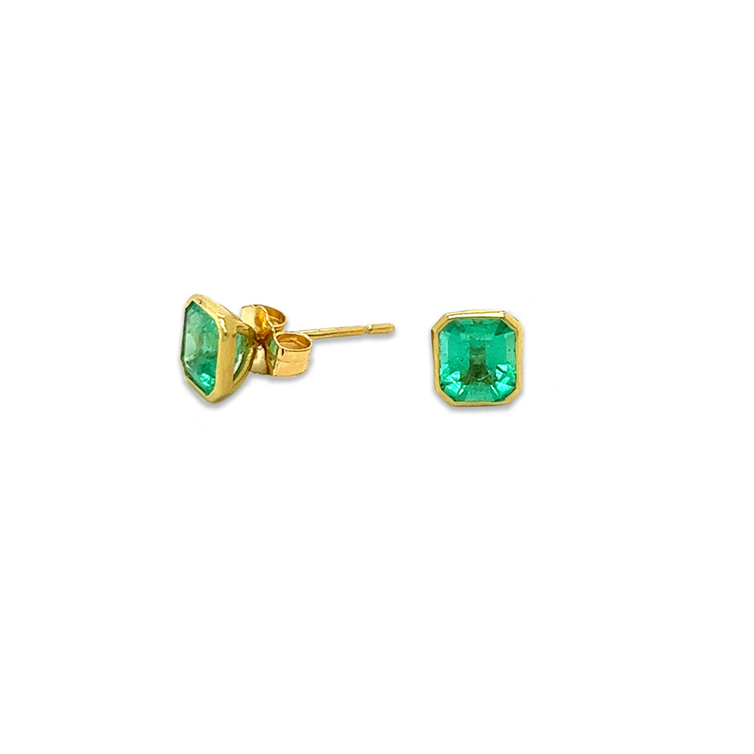 Muzo Emerald Bezel Set Earrings