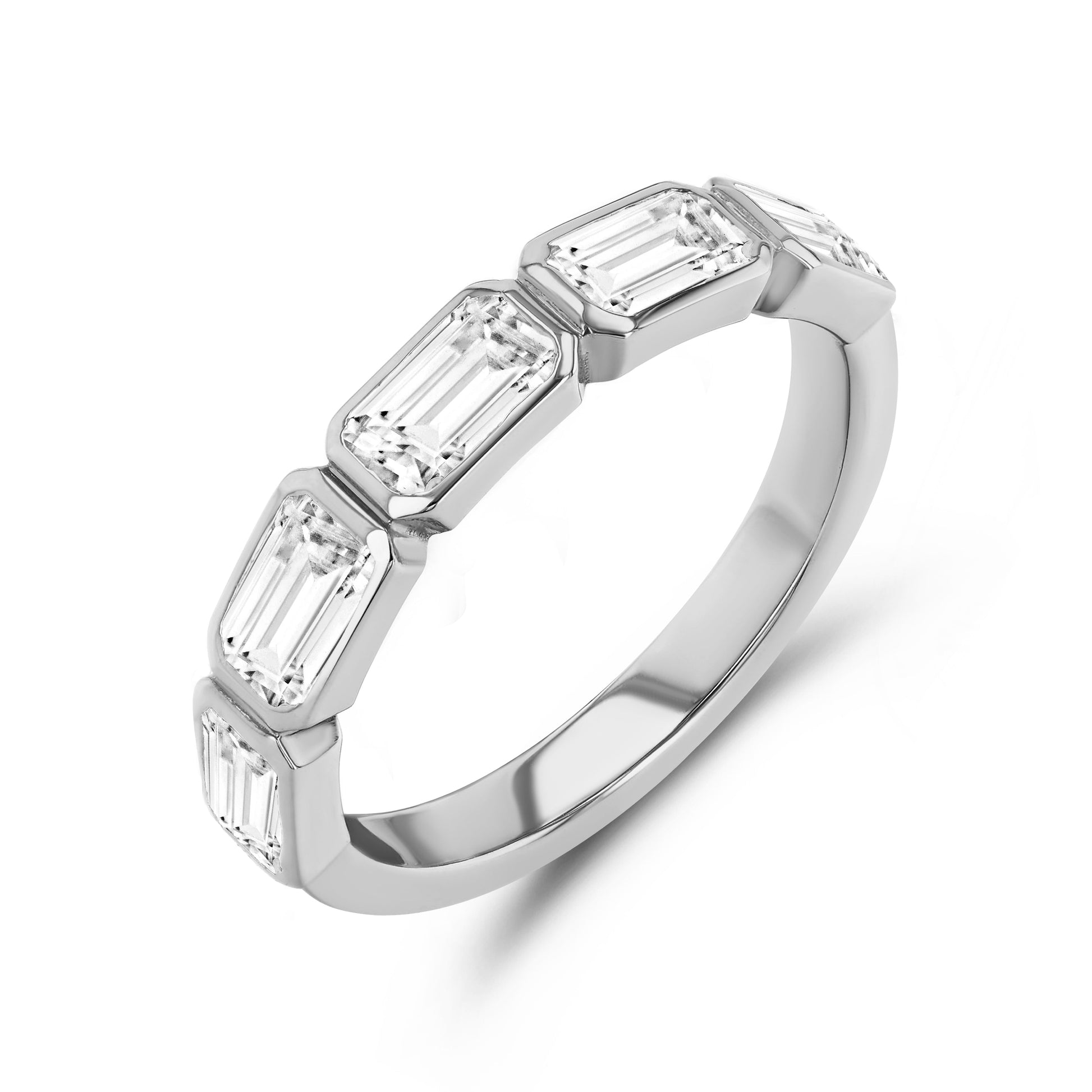 Lab Diamond Emerald Cut Bezel Set Band
