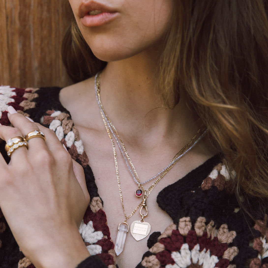 Garnet Oval Charm