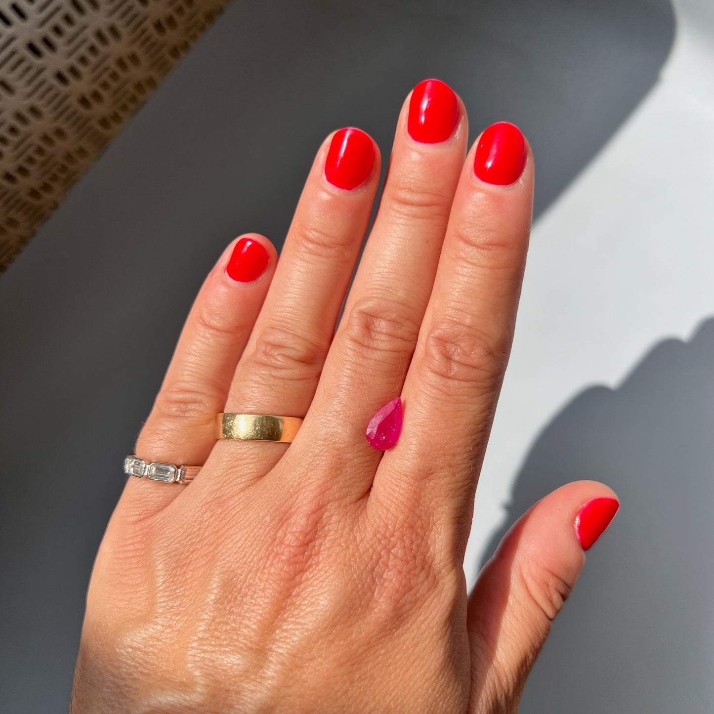 BESPOKE 2.20CT PEAR SHAPED RUBY RING