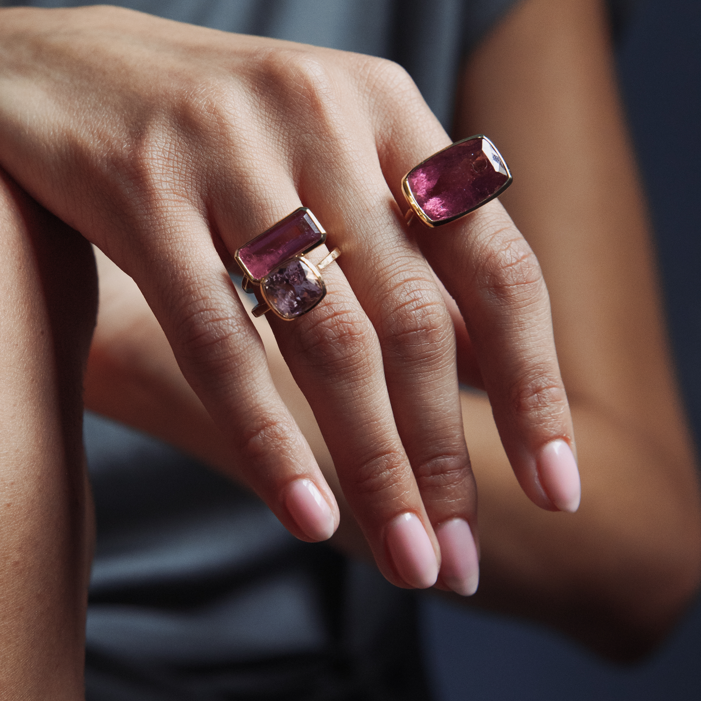 16.31ct Pink Tourmaline Elongated Cushion Bezel Ring