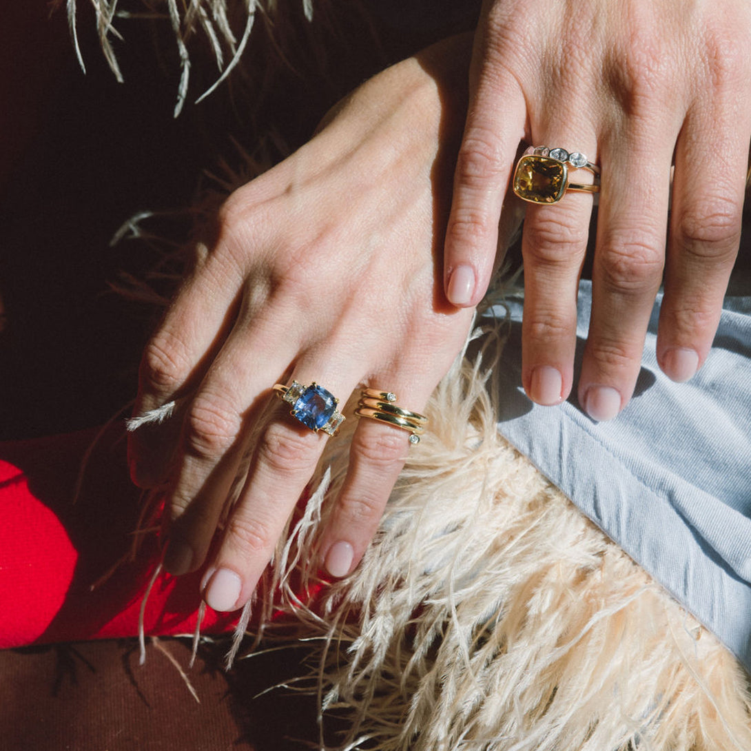 3.62ct Sapphire & Diamond Three Stone Ring