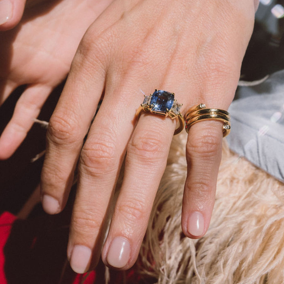 3.62ct Sapphire & Diamond Three Stone Ring