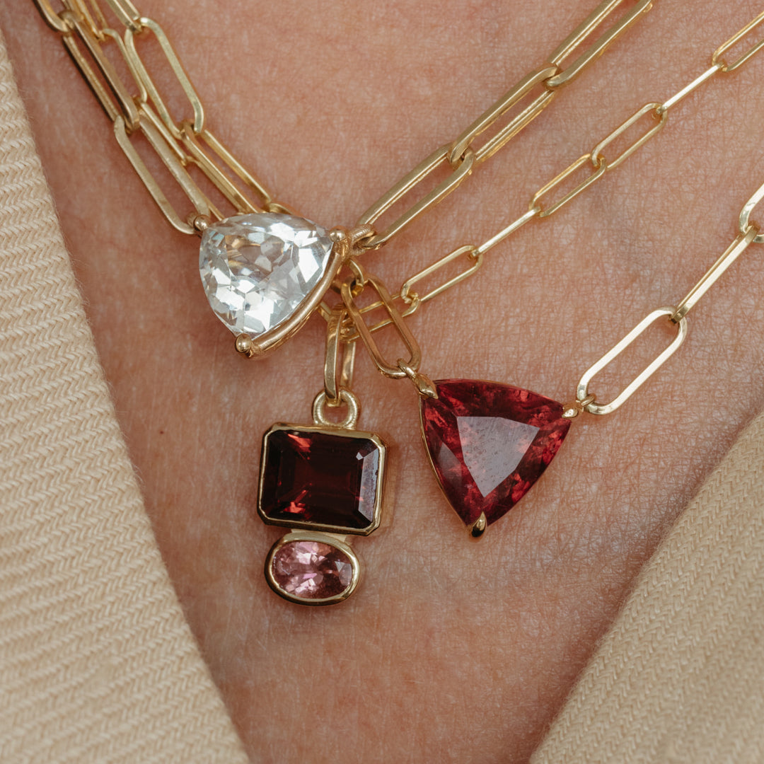 2.70CT PINK TOURMALINE TRILLION NECKLACE