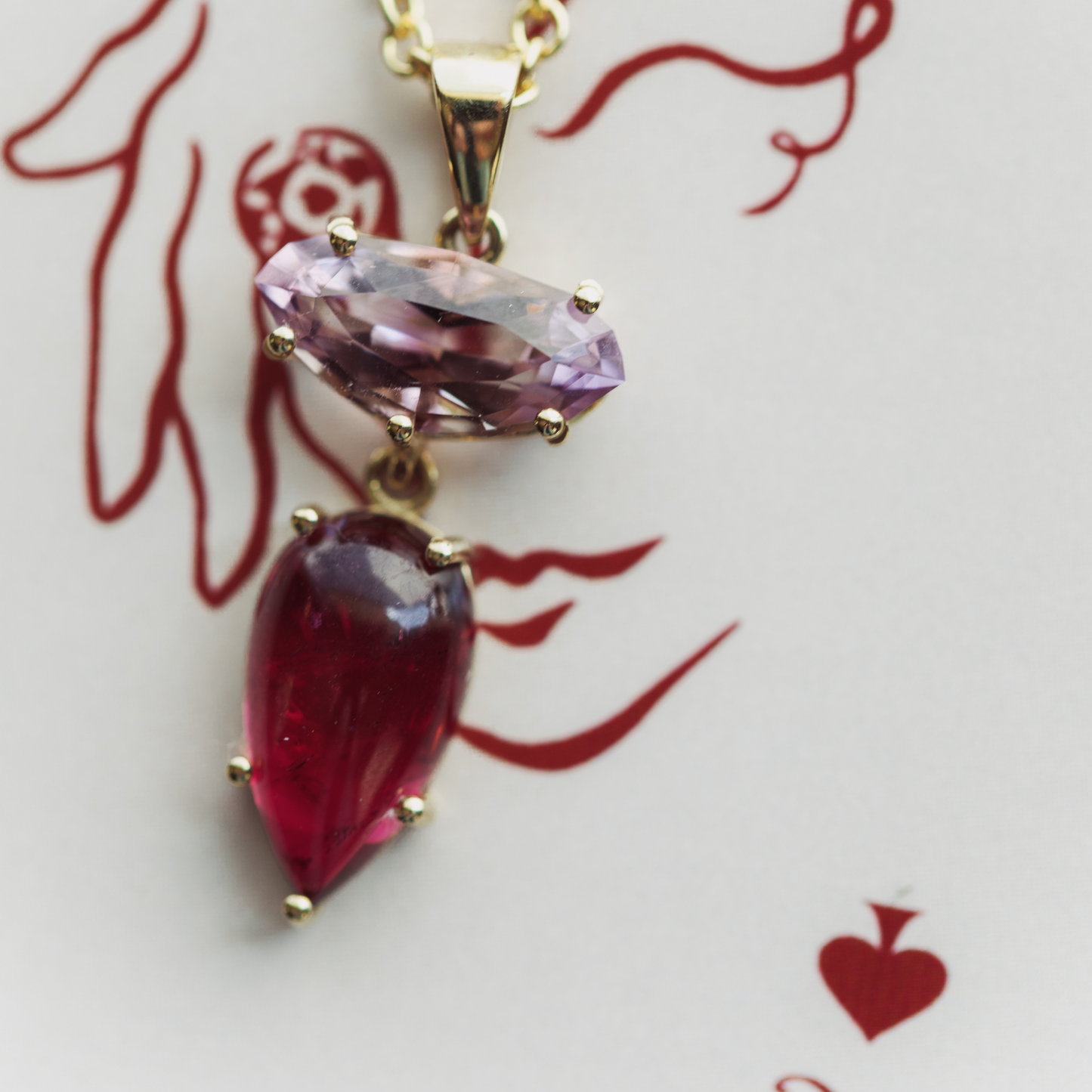 Amethyst and Tourmaline Cabochon Vessel Charm