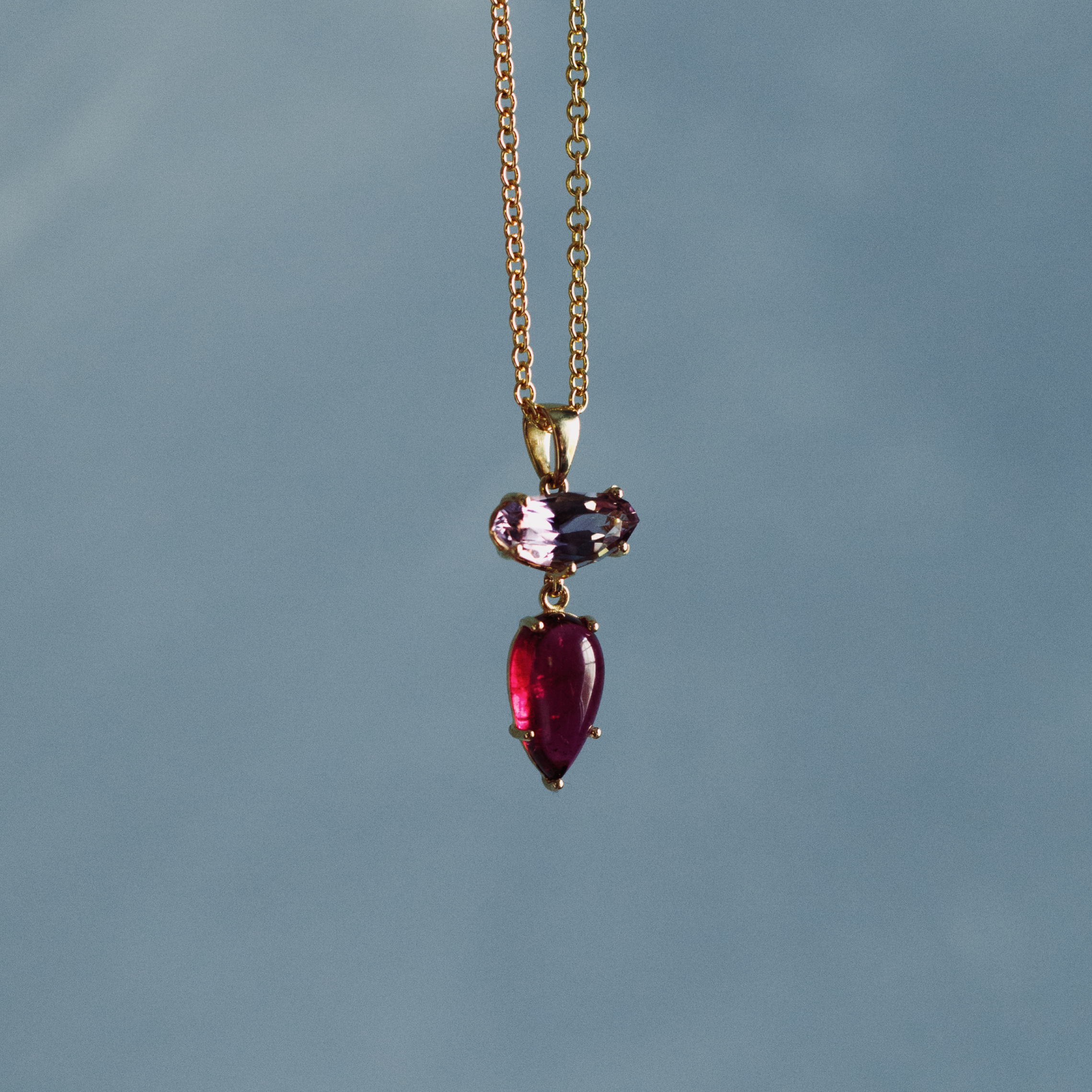 Amethyst and Tourmaline Cabochon Vessel Charm