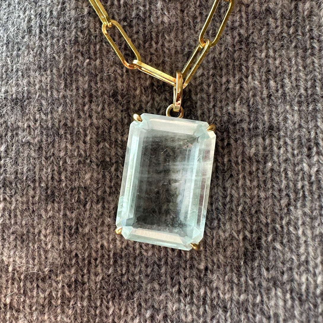 LARGE AQUAMARINE PRONG SET CHARM