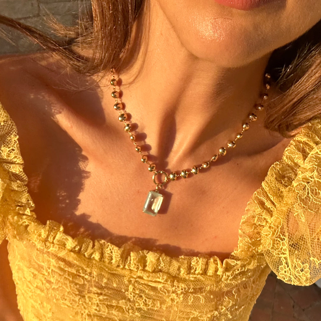 LARGE AQUAMARINE PRONG SET CHARM