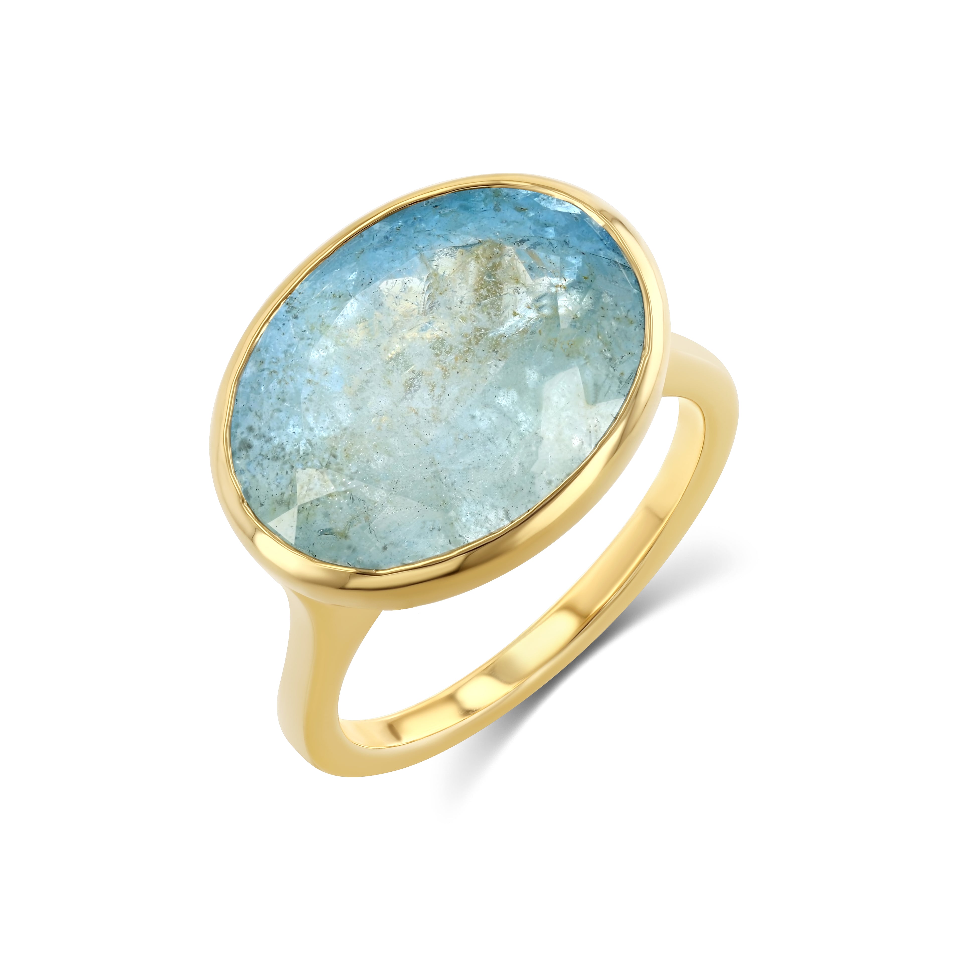 AQUAMARINE BEZEL SET RING