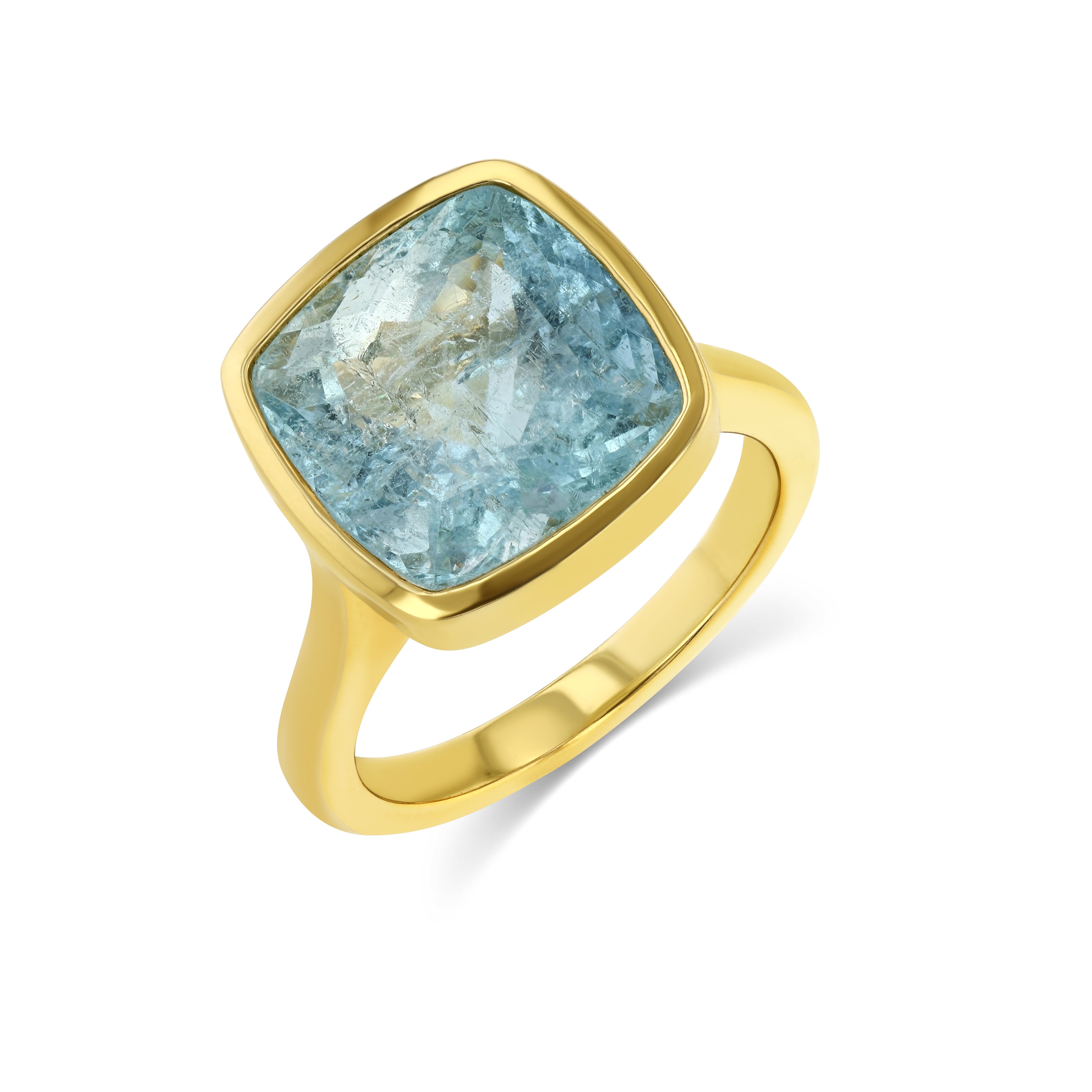 6.98ct  Aquamarine Bezel Set Ring