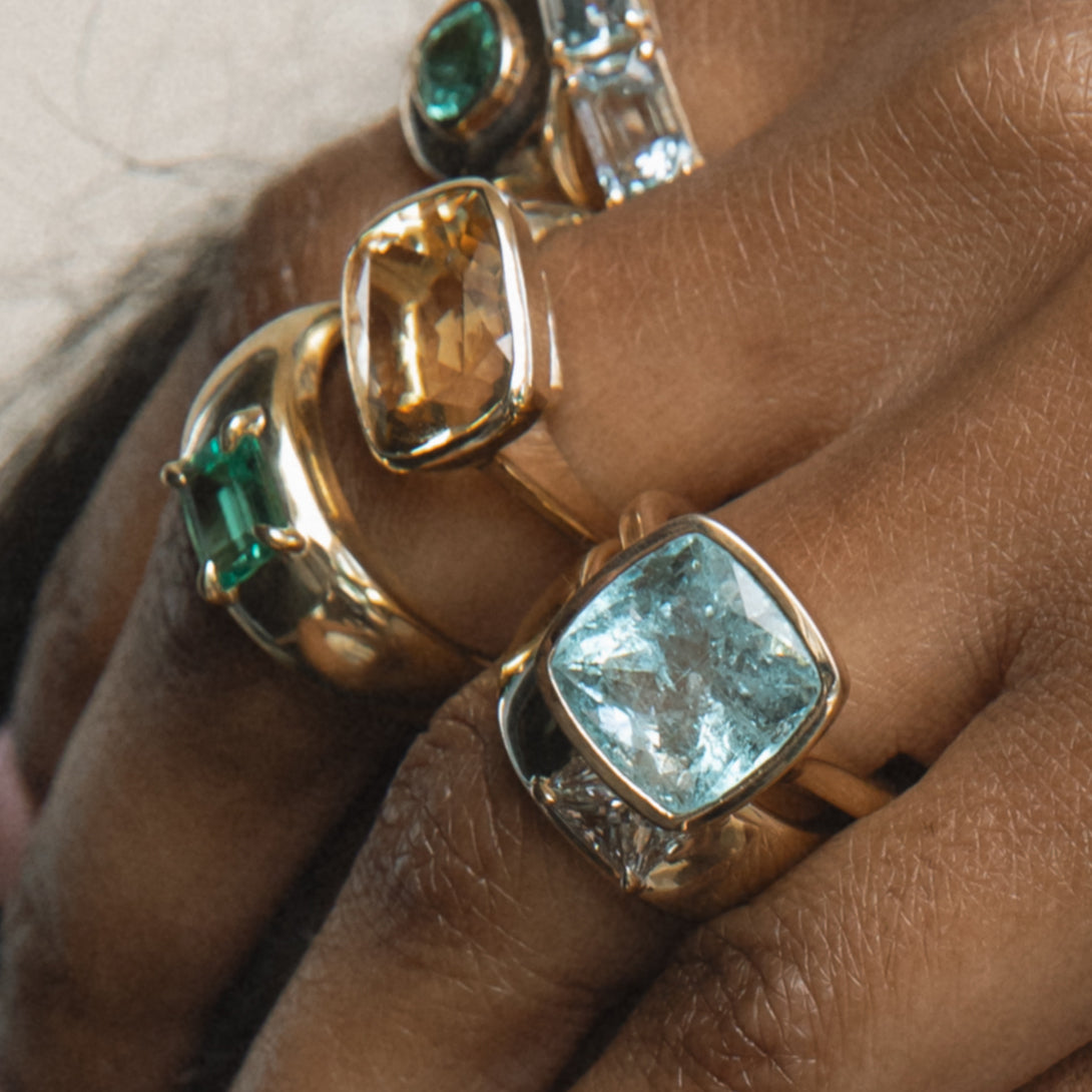 6.98ct  Aquamarine Bezel Set Ring