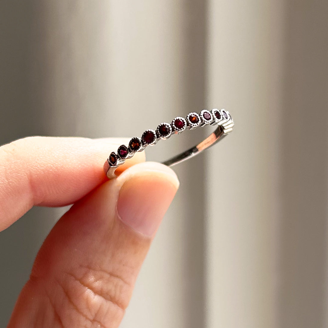 GARNET RUBY BEAD SET RING SAMPLE