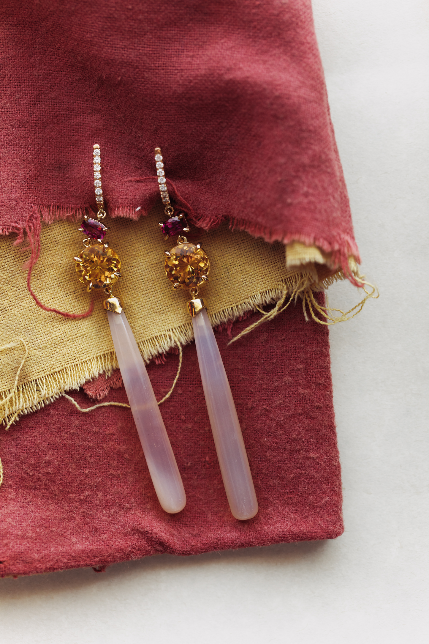 Garnet, Citrine & Agate Drops