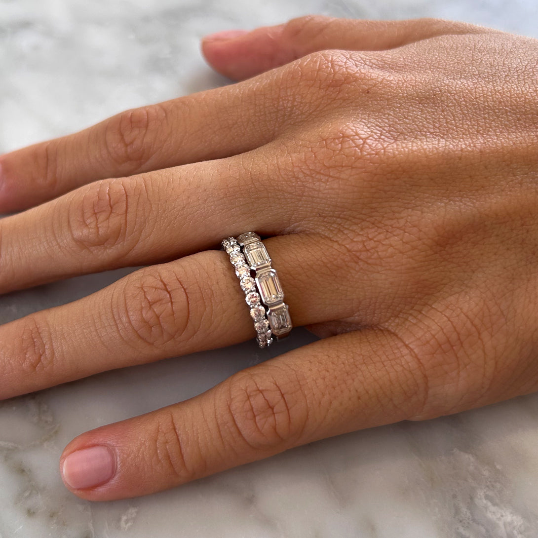 Emerald Cut Bezel Set Band