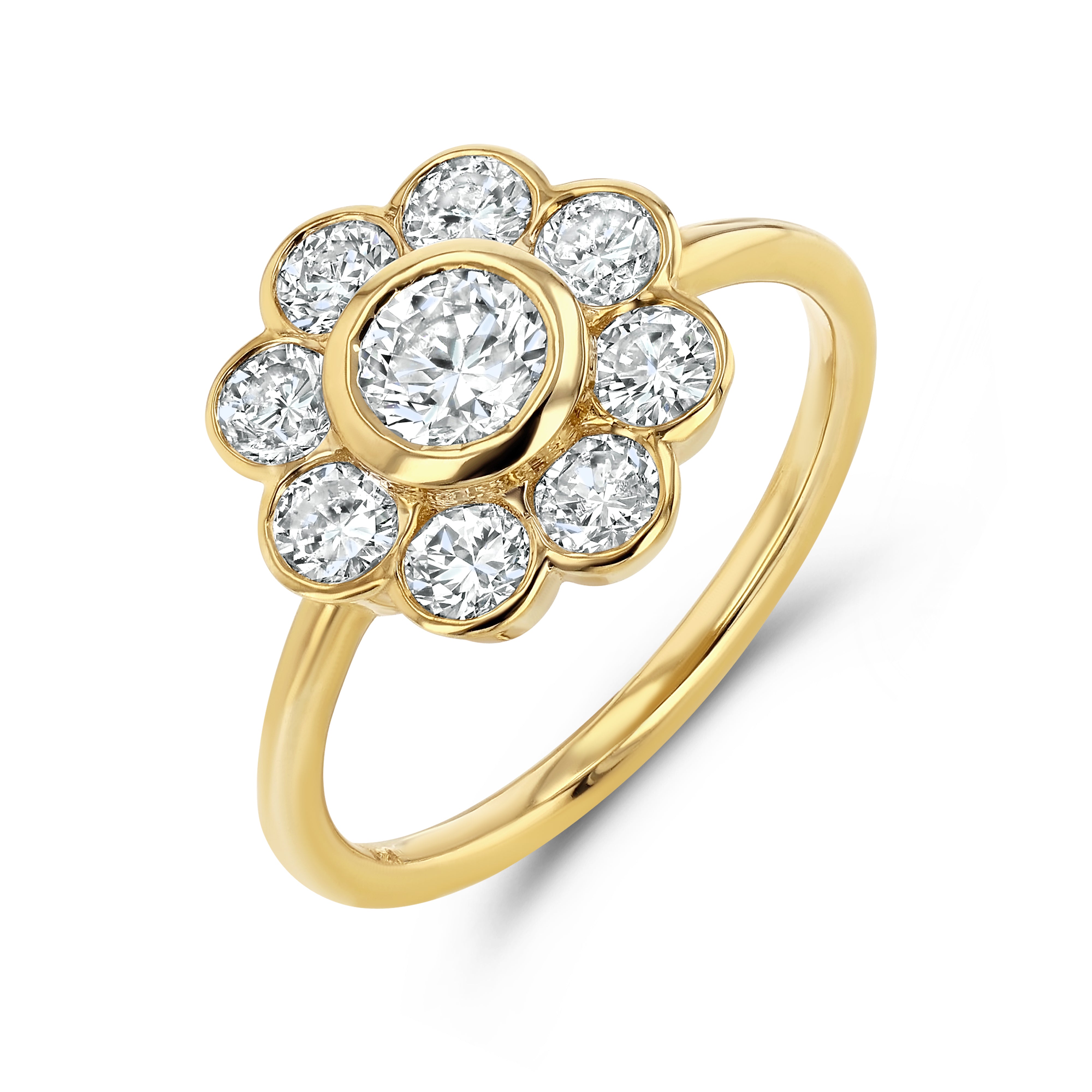 14K Gold Diamond Flower Ring