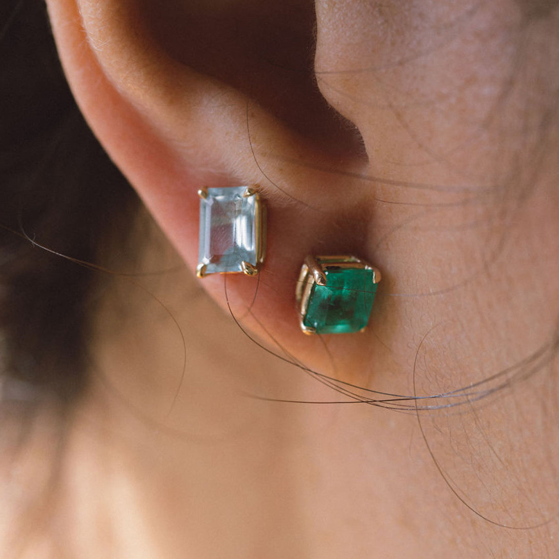 MUZO EMERALD PRONG SET EARRINGS