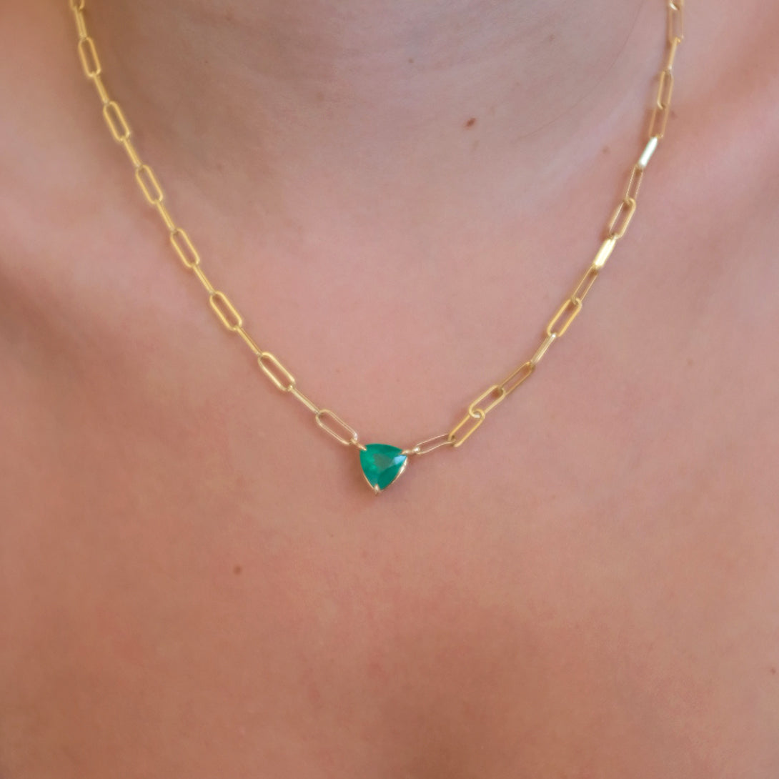 Emerald Trilliant Necklace