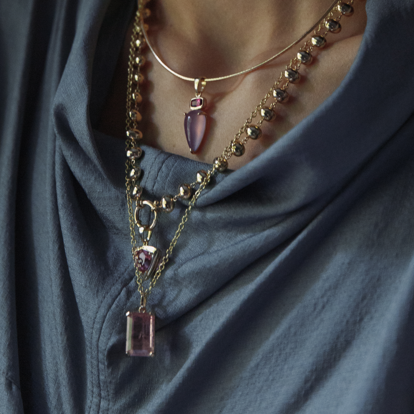 Grape Garnet and Chalcedony Vessel Charm