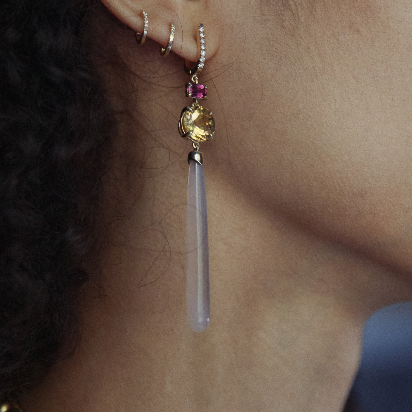 Garnet, Citrine & Agate Drops
