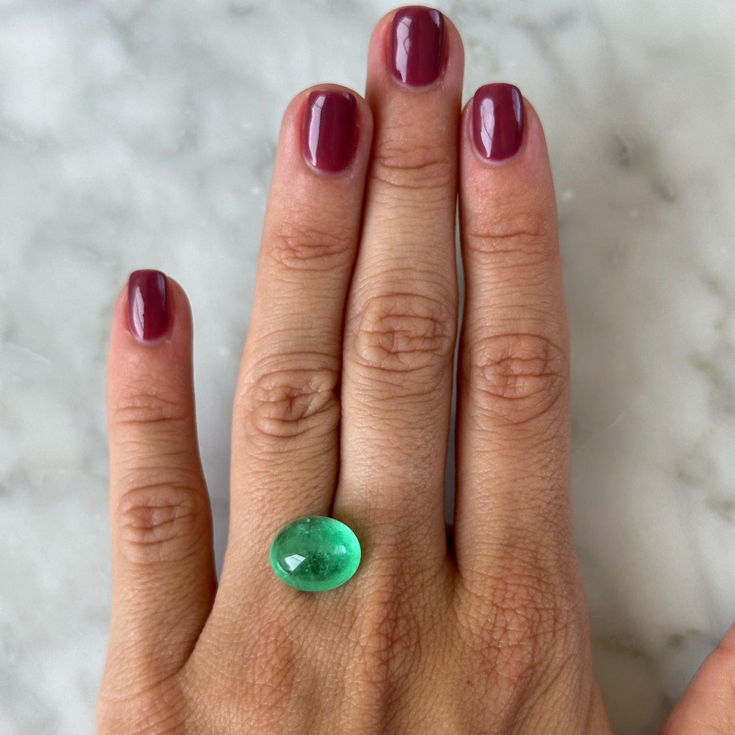 BESPOKE 6.84CT CABOCHON MUZO EMERALD RING