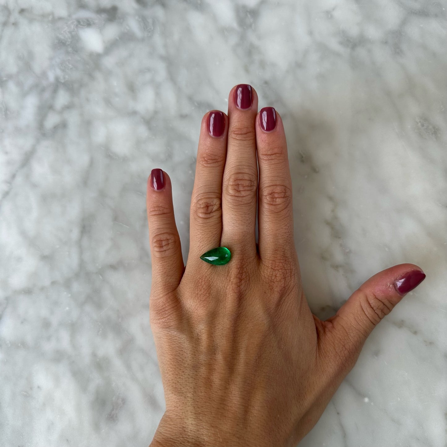 BESPOKE PEAR CABOCHON MUZO EMERALD RING