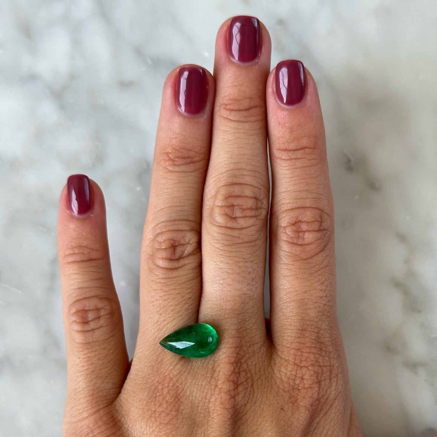 BESPOKE PEAR CABOCHON MUZO EMERALD RING