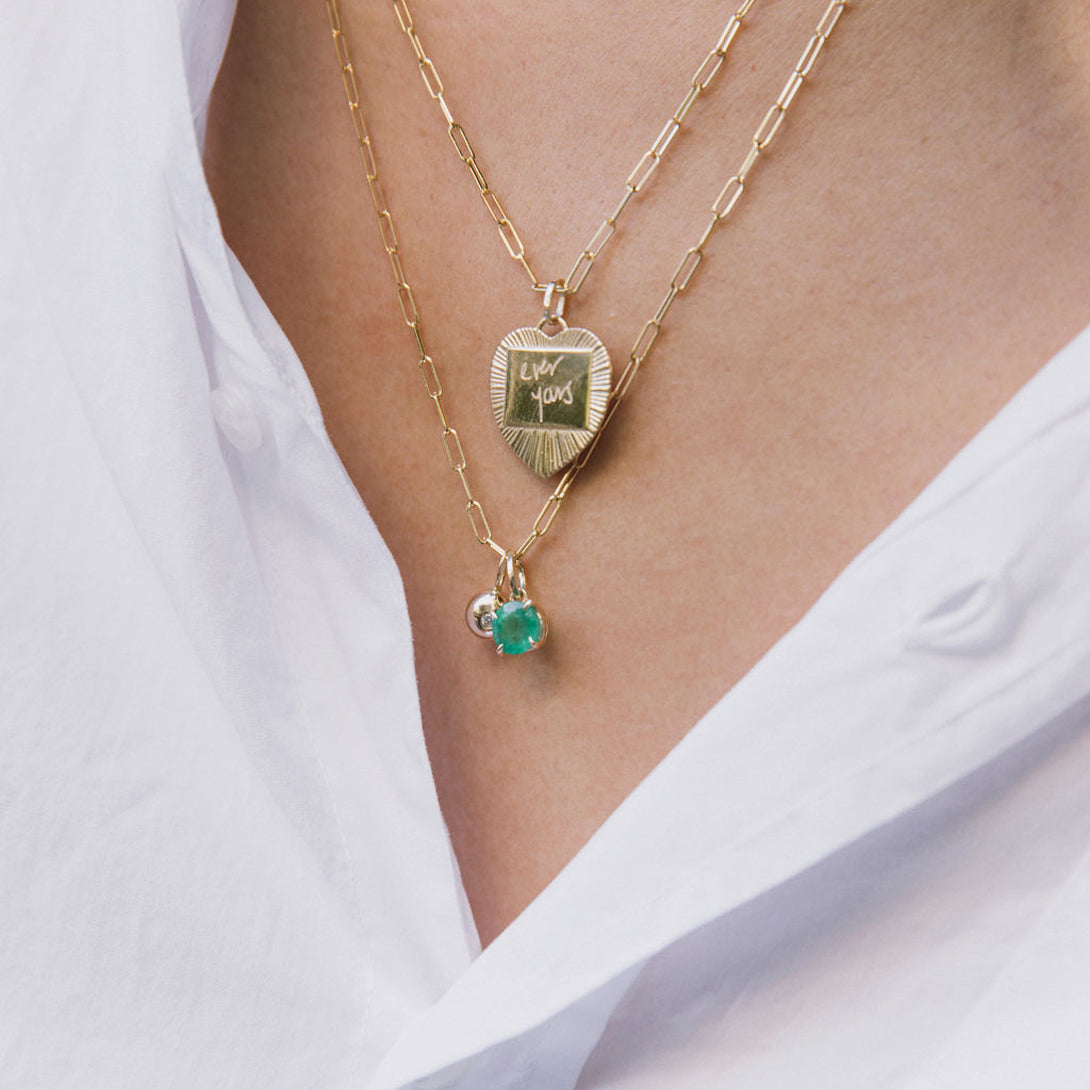 Round Emerald Prong Set Charm